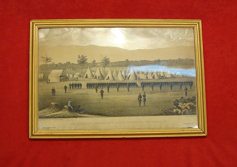 Framed Hand Tinted Lithograph of the 88th Encamped at Sontes River